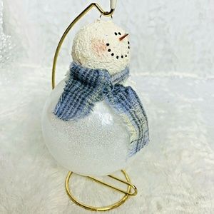 Hanging Snowman Christmas Ornament on Gold Stand